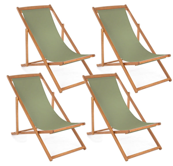 Set 4 Sedie Sdraio Reclinabile Pieghevole 60x106x88 cm in Legno Relax Noemi Muschio prezzo