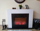 Camino Elettrico da Pavimento 85,5x115x27 cm Effetto Fiamma 1500W Brooklyn & Lorance Bianco/nero