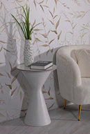 Tavolinetto White Double Ø44x63 cm in Ferro e Ceramica Bianco      