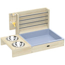 Mangiatoia per Fieno 58x40x32 cm con Portafieno Lettiera e Ciotole Colore Legno Naturale      