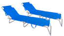 Set 2 Lettini Prendisole da Giardino Pieghevoli in Acciaio e Tessuto Oxford  Blu