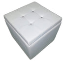Cubo Pouf Contenitore in Similpelle e Cristalli Renier Bianco