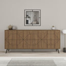 Madia con 6 Ante Credenza 184x35x77,4 cm Design Geometrico Moderno in Legno Rovere      