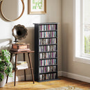 Libreria Porta CD e DVD 58x24x124,5 cm con 6 Ripiani Regolabili Nero   