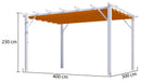 Pergola da Giardino 4x3x2,3 m in Alluminio Bianco con Telo di Copertura 140g/mq Ruggine