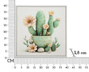 Stampa su Tela Laccata con Cornice Vasetto Cactus 40x2,8x40 cm in Pino e Tela e Plastica      