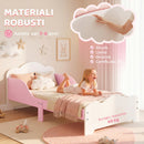 Letto Montessori per Bambini 3-6 Anni 143x77x60 cm con Bordi Rialzati in Legno Rosa      