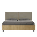 Letto Matrimoniale Struttura Quercia con Cuscini in Similpelle Egos Appia Cappuccino Varie Misure