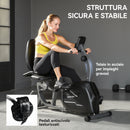 Cyclette da Casa Recumbent con 8 Livelli di Resistenza Magnetica Misurazione Pulsazioni Sellino Regolabile Nero      