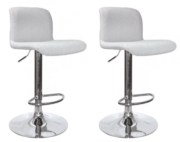 Set 2 Sgabelli Bar 41x46x86/107 cm in Poliestere Rafael Cromo-Grigio Chiaro acquista