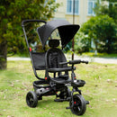 Passeggino Triciclo  con Sedile Girevole 360° Tettuccio e Barra Rimovibili Nero