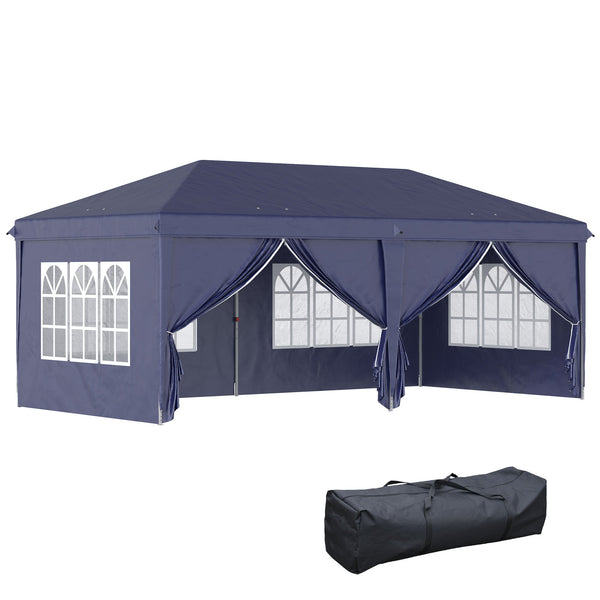 Gazebo Pieghevole da Giardino 5,85x2,95m in Acciaio e Tessuto Oxford Blu acquista