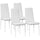 Set di 4 Sedie da Pranzo 41x50x97 cm con Schienale Alto in Similpelle Bianco