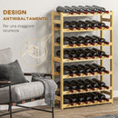 Scaffale Portabottiglie a 7 Livelli per 42 Bottiglie di Vino 63x25x102 cm Legno di Pino Naturale