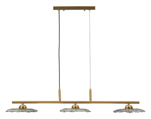 Lampadario Emily 3 Luci Vetro Grigio 100x24x18 cm in Ferro e Vetro Oro e Grigio acquista