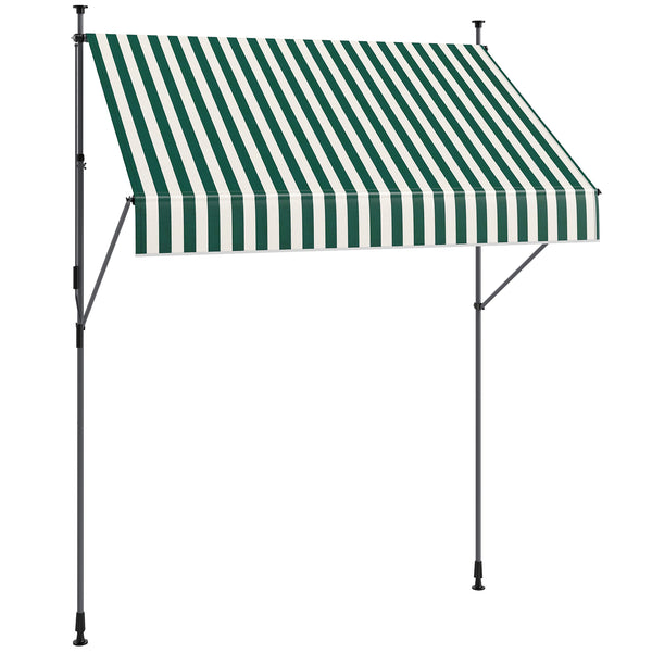 sconto Tenda da Sole a Manovella Autoportante 2x1,2 m in Poliestere Verde e Bianco