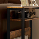 Tavolino da Soggiorno Laterale 46x18x58,5 cm in Stile Industriale 2 Ripiani in Legno e Metallo Marrone