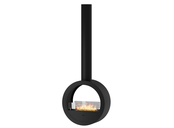Camino a Bioetanolo Sospeso 218,7xØ70x35 cm Incyrcle 2Side Nero con Vetro sconto