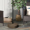 Base per Ombrellone Rotonda Ø51x36 cm con 2 Manopole Incorporate in HDPE e Acciaio Marrone e Nero  