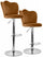 Set 2 Sgabelli 38x38x60/80 cm in Velluto Base Cromata Cammello