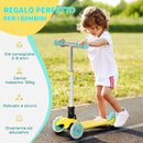 Monopattino Pieghevole 3 Ruote per Bambini 54,7x32,5x59-69 cm in Metallo e Alluminio Giallo e Verde
