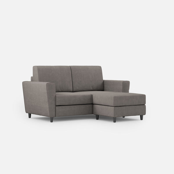 Divano 2 Posti con Pouf 152x155x85 cm Yasel in Tessuto Grigio prezzo