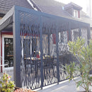 Pergola da Giardino 3,6x3 m in Alluminio con 4 Pannelli Moucharabieh e Tenda Laterale Grigio Antracite