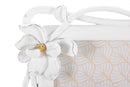 Cornice Magnolia 29,3x3x33,5 cm in Resina e Vetro Bianco      