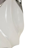 Lampada da Tavolo Shiney Ø30x51 cm in Ceramica e Ferro e Tessuto Bianco e Argento      