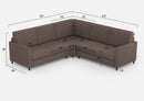 Divano Angolare 5 Posti 221x221x85 cm Karay in Tessuto Talpa
