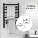 Scaldasalviette Elettrico da Terra o Parete 150W Timer 2-4 Ore 53x35x90 cm Nero