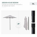 Ombrellone da Giardino Ø196 cm Palo Ø32 mm in Alluminio e Poliestere Grigio Chiaro