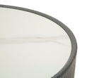 Tavolino da Caffè Elge Ø46x45 cm in Ferro e Ceramica e Poliestere Grigio e Oro e Bianco      