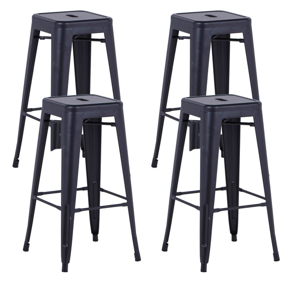 Set 4 Sgabelli da Bar Alto in Metallo Victoria Nero prezzo