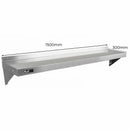 Set 2 Mensole a Muro 150x30 cm per Cucine di Ristoranti Pizzerie in Acciaio Inox