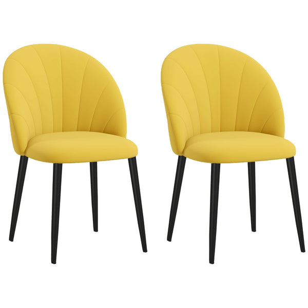 Set 2 Sedie Design Nordico 52x54x79 cm Tessuto Effetto Velluto Giallo sconto