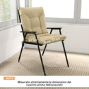 Set 2 Cuscini per Sedie da Esterno 120x50x8 cm con Lacci di Fissaggio in Poliestere e Cotone Beige      