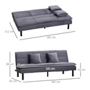 Divano Letto 2 Posti 181x92x84 cm in Tessuto Effetto Velluto Grigio