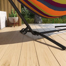 Supporto per Amaca da 330 cm max con 6 Fori e Rotelle 290x120x115 cm in Metallo Nero