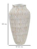 Vaso Resina Stiky Ø22x44 cm in Resina Oro e Bianco      