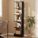 Libreria Moderna Salvaspazio 45x21x170 cm a 5 Ripiani in Legno Marrone e Nero      