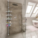 Scaffale Angolare Telescopico H95-260 cm per Bagno 4 Mensole Portaoggetti in Metallo e  Plastica Bianco