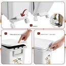 Pattumiera da Cucina per Raccolta Differenziata 2 Scomparti Capacità 29 L con Pedale e Ruote 26x36x76,6 cm in PP Bianco  