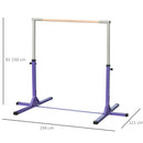 Barra da Ginnastica per Bambini 3+ Anni 194x121x92-150 cm in Acciaio e Legno Massello di Faggio Viola      