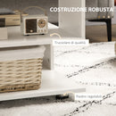 Tavolino da Caffè Asimmetrico 60x60x45 cm con Ripiani e Piedini Regolabili in Legno Bianco