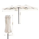 Ombrellone Doppio da Esterno 450x265x237 cm Senza Base Rivestimento Anti UV Crema