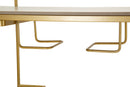 Bancone Bar Luxy 120x45x150 cm in Metallo e Marmo Artificiale Oro e Bianco      