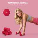 Set 2 Manubri Palestra 4 kg Pesi esagonali per Allenamento Rosso