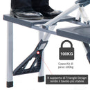 Set Campeggio Tavolino Pieghevole 4 Sedie in Alluminio e Plastica Grigio