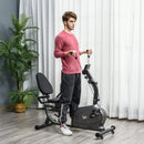 Cyclette Orizzontale Magnetica 8 Resistenze Display LCD Sedile Regolabile ed Elastici per Braccia Nero   